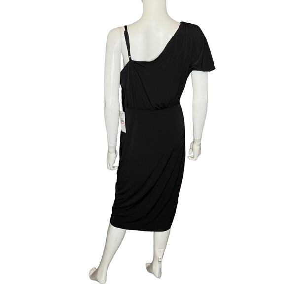 Siena Women's One-Shoulder Midi Dress Black Sz 10 - Picture 6 of 10